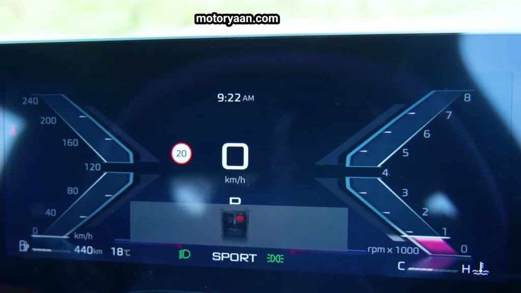 MG7 digital instrument cluster display