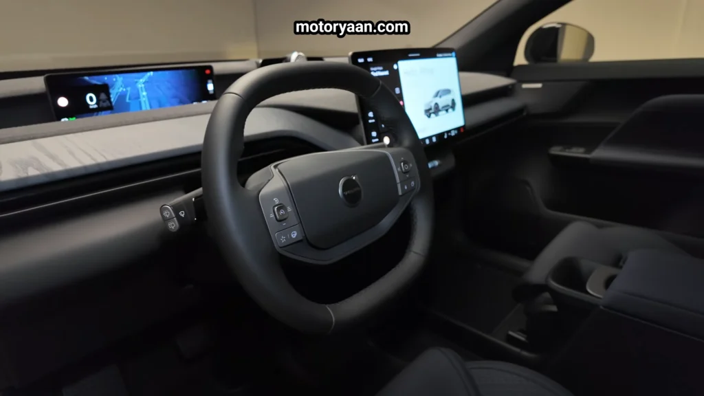 2027 Volvo EX60 Cross Country interior layout with infotainment and driver display