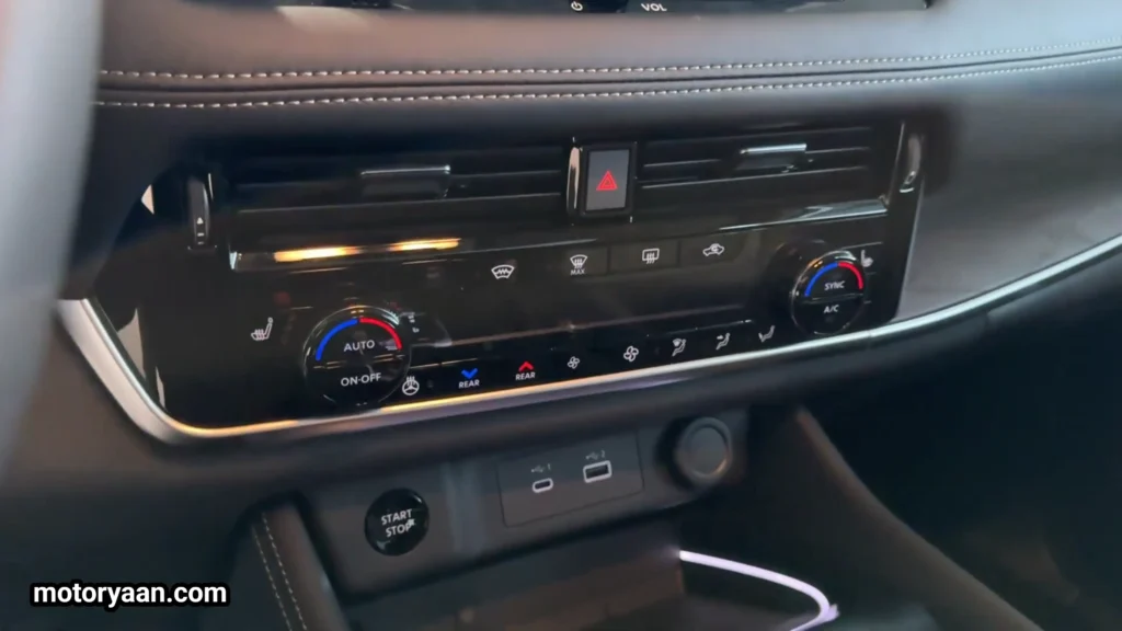 AC temperature controls and seat ventilation buttons in 2026 Nissan X Trail e Power