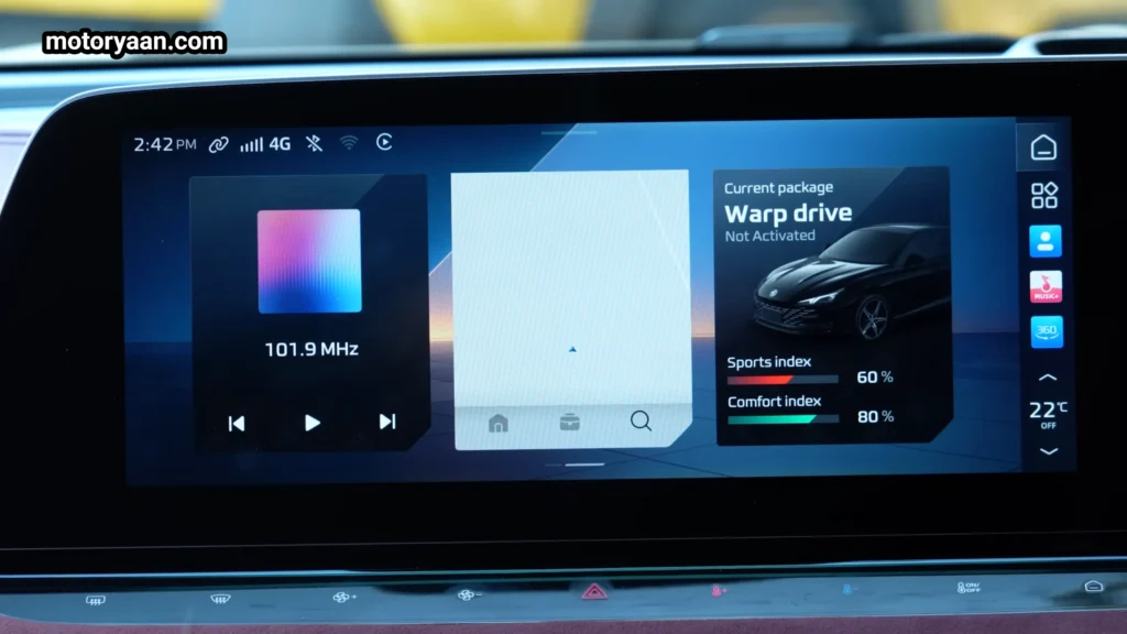 MG7 infotainment touchscreen with connected features