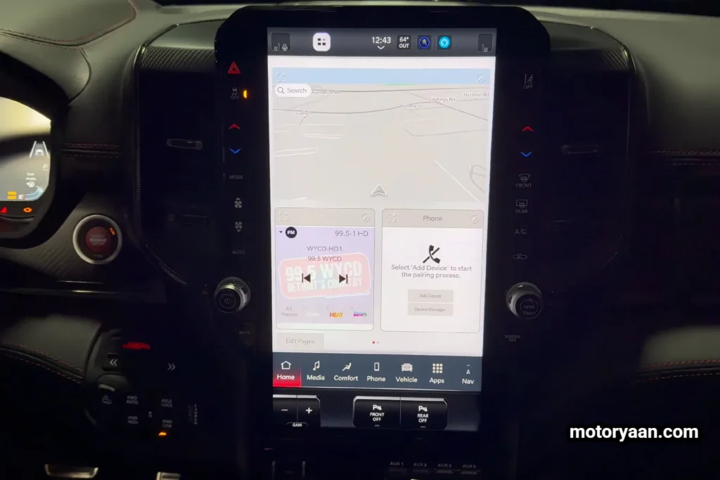 2027 Ram 1500 SRT TRX infotainment touchscreen system