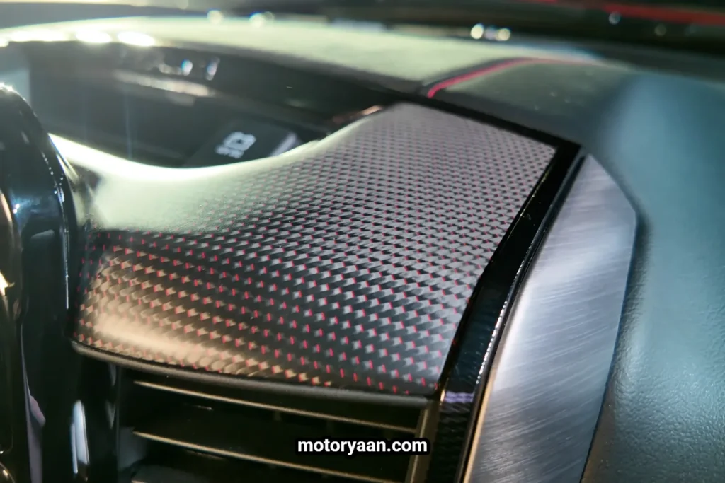 2027 Ram 1500 SRT TRX red accent carbon fiber interior panels