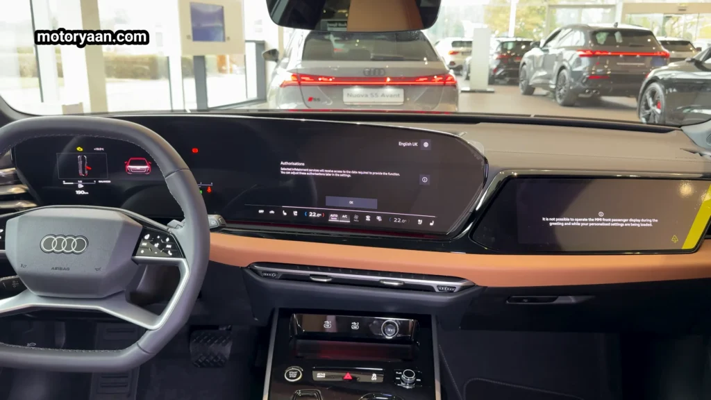 2026 Audi A5 Avant dashboard with passenger infotainment screen