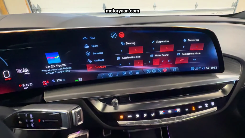 2026 Cadillac Lyriq V digital instrument cluster with V mode display