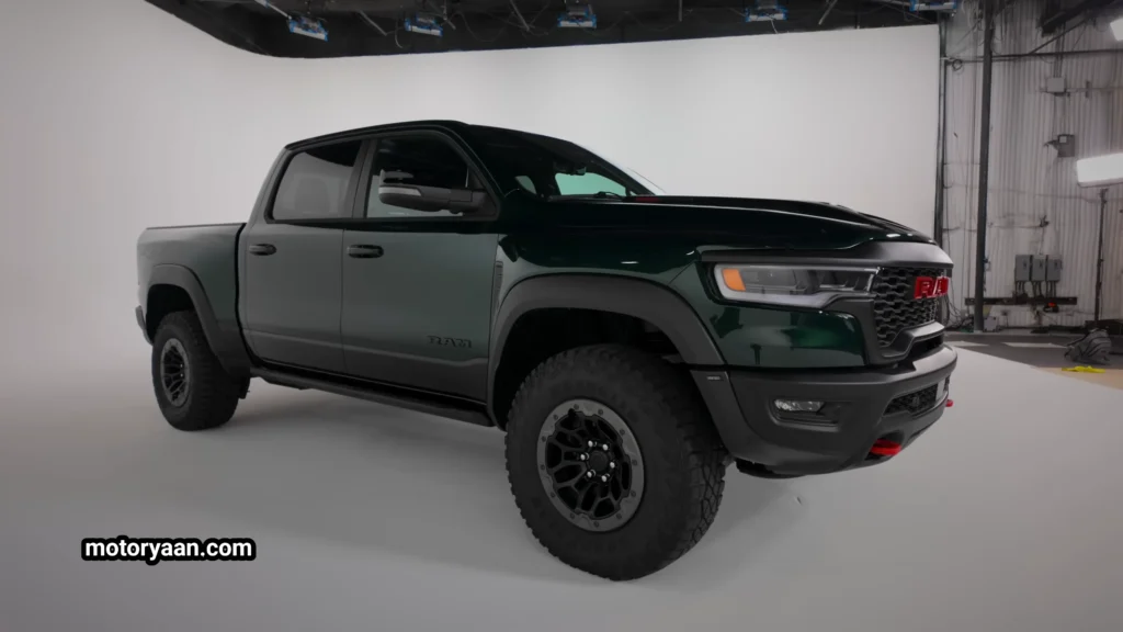 2027 Ram 1500 SRT TRX Officially Revealed front and side profile with wide stance and off-road tires