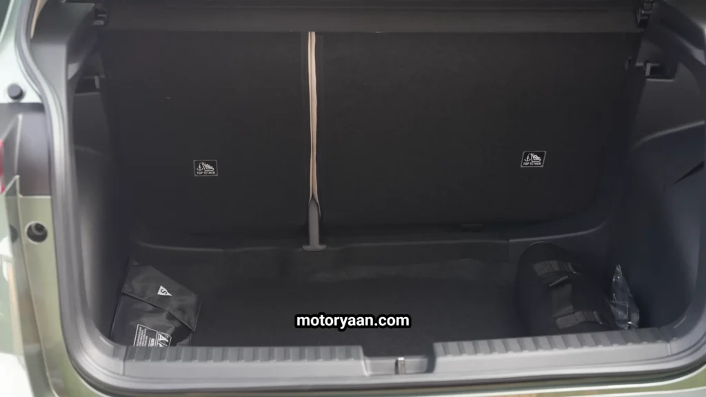 Boot space of the 2026 Skoda Kushaq Facelift with seats up