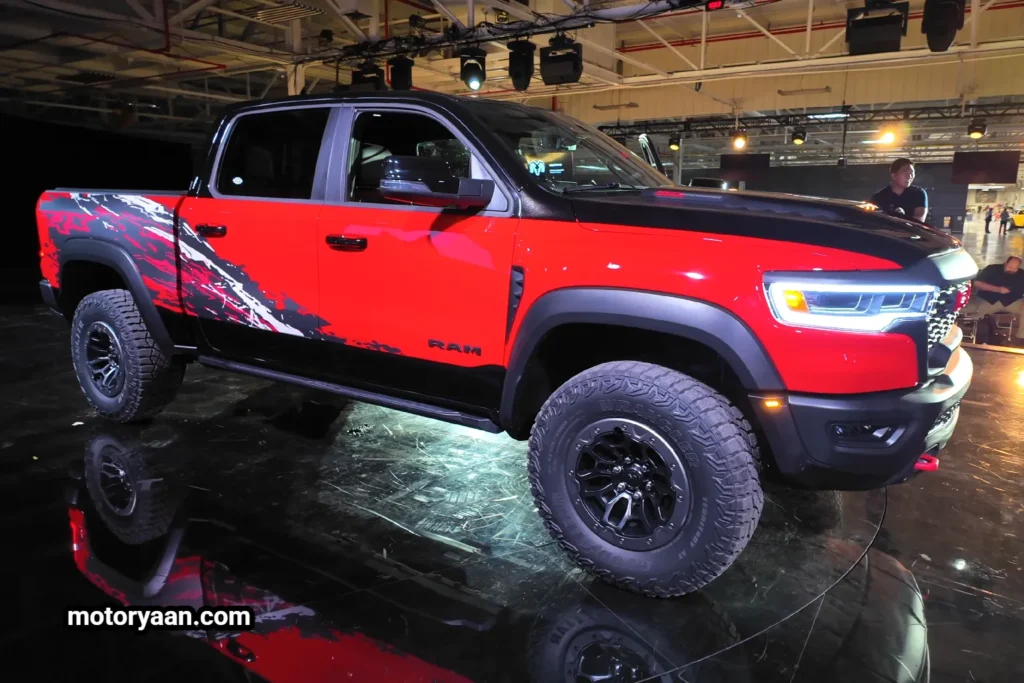 2027 Ram 1500 SRT TRX complete side profile with wide body and off-road tires