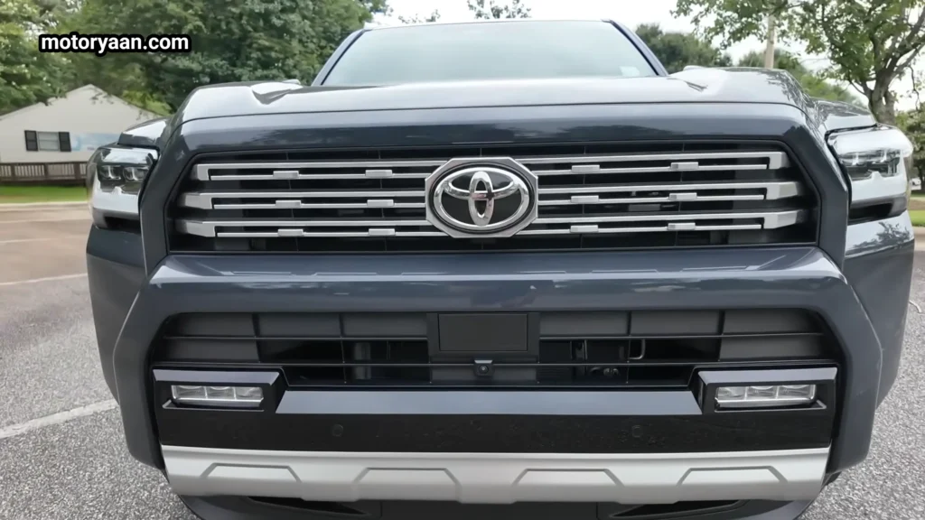 2026 Toyota 4Runner Review close up of front fascia grille and LED headlamp detailing