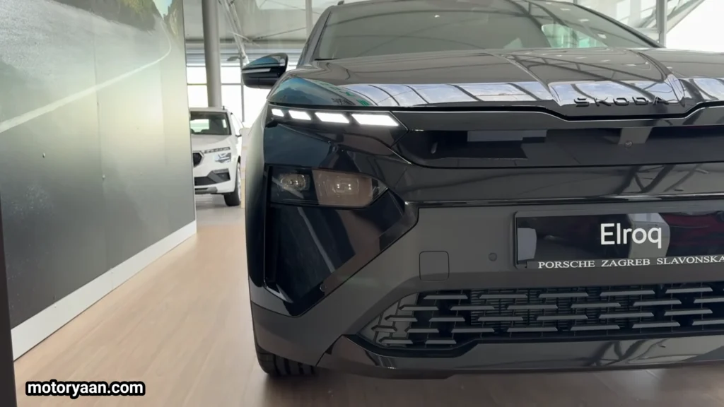 2026 Skoda Elroq Review LED DRLs and headlamp design with front grille detail