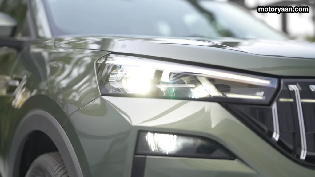 LED headlights and LED fog lamps on the 2026 Skoda Kushaq Facelift