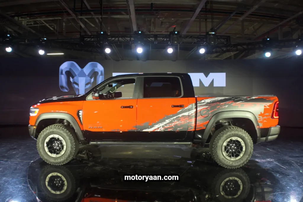 2027 Ram 1500 SRT TRX side profile showing muscular body lines