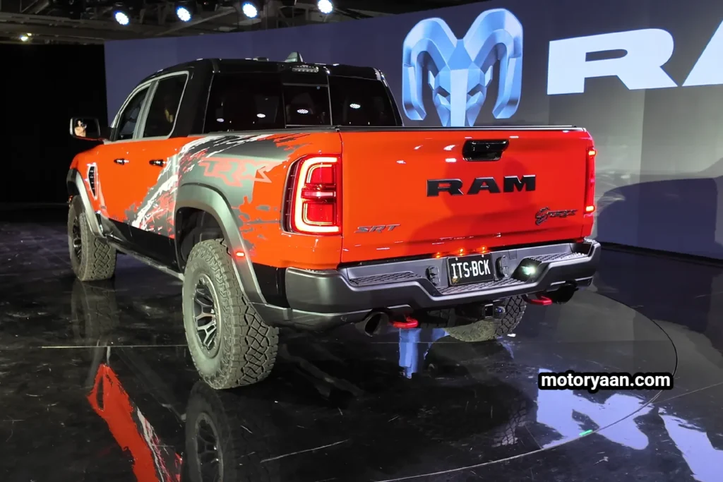 2027 Ram 1500 SRT TRX side and rear profile highlighting wide bed