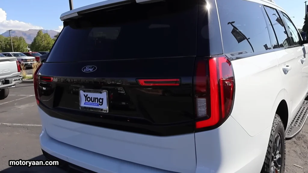 Rear profile of the 2026 Ford Expedition Tremor with LED tail lamps and bold tailgate design