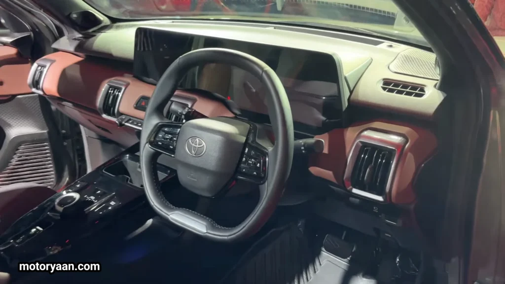2026 Toyota Urban Cruiser Ebella interior showing dashboard, steering wheel, infotainment and centre console