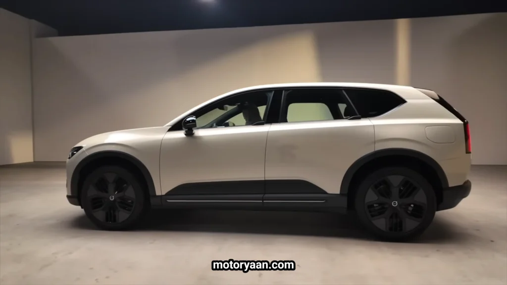 2027 Volvo EX60 Cross Country complete side profile with raised suspension