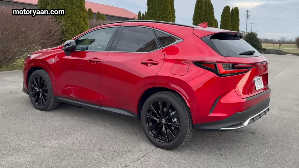 2026 Lexus NX 350h side and rear profile showing tail lamp design