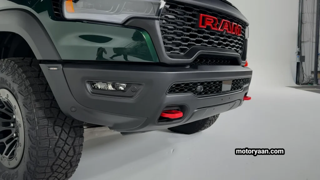 2027 Ram 1500 SRT TRX Officially Revealed front bumper with red tow hooks