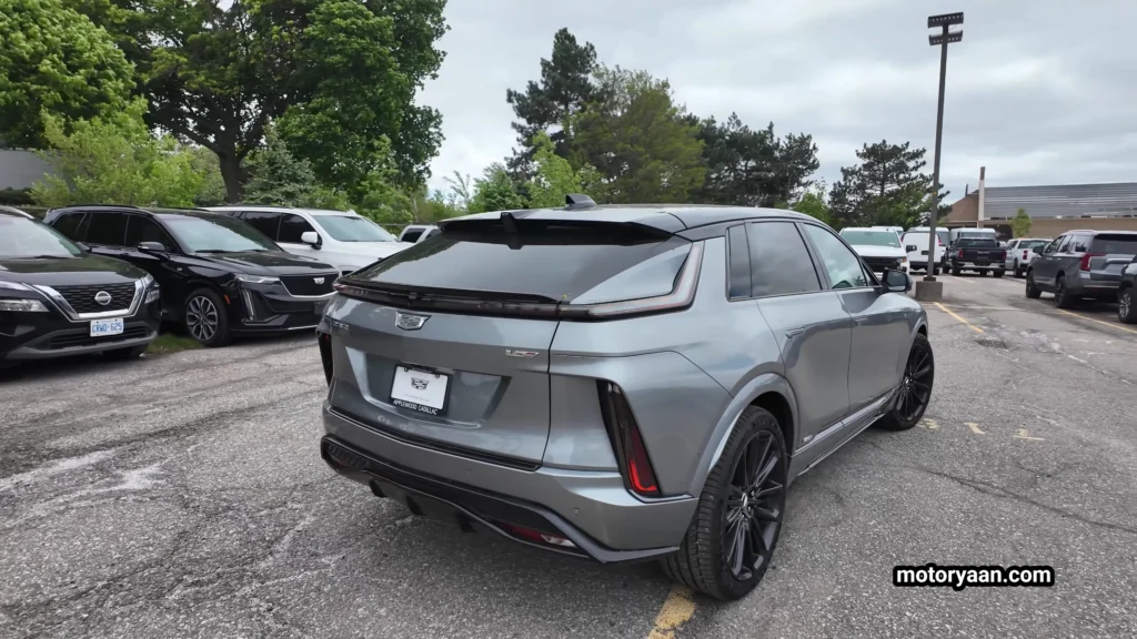 2026 Cadillac Lyriq V complete rear profile with LED taillights and V-Series badging