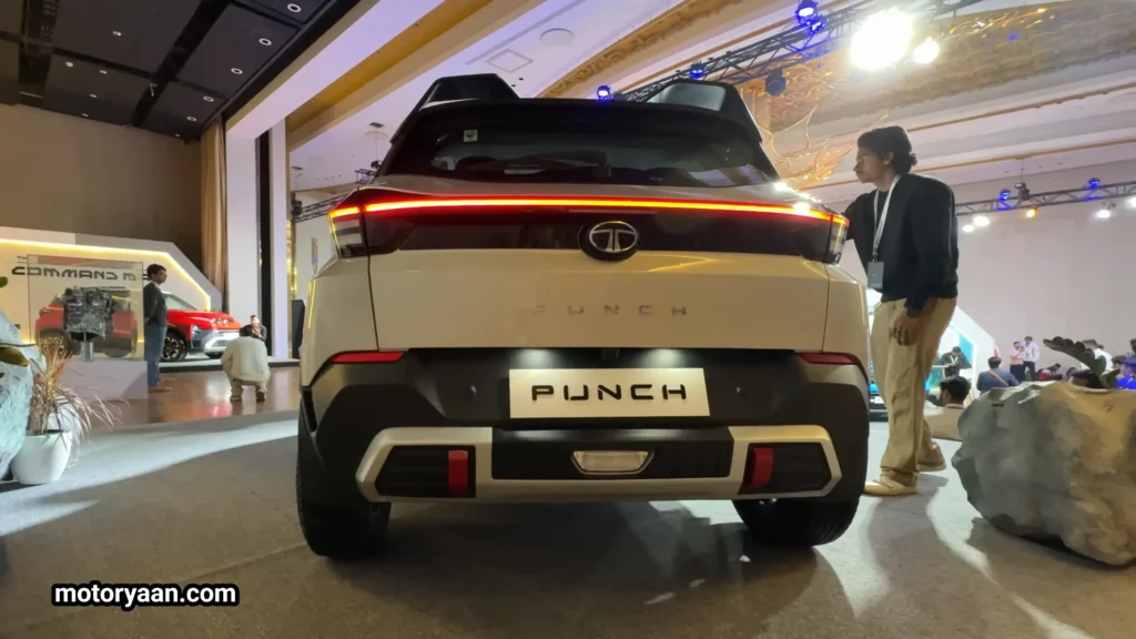 Close-up rear view of 2026 Tata Punch HBX Edition showing tail lamp detailing and HBX badging