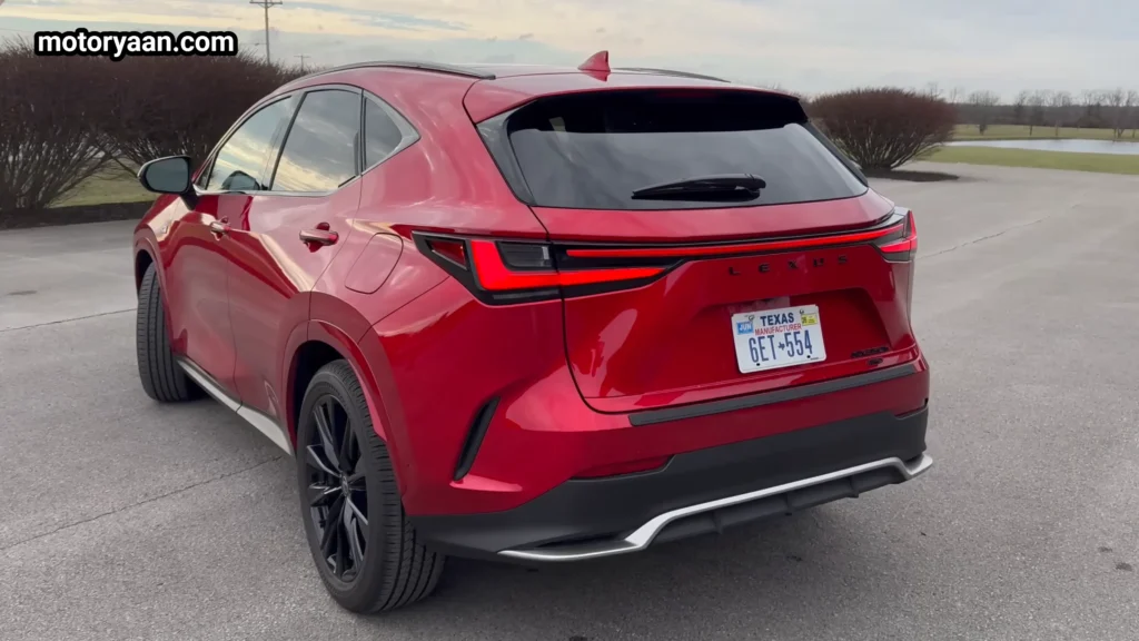 2026 Lexus NX 350h rear and side profile with LED tail lamps