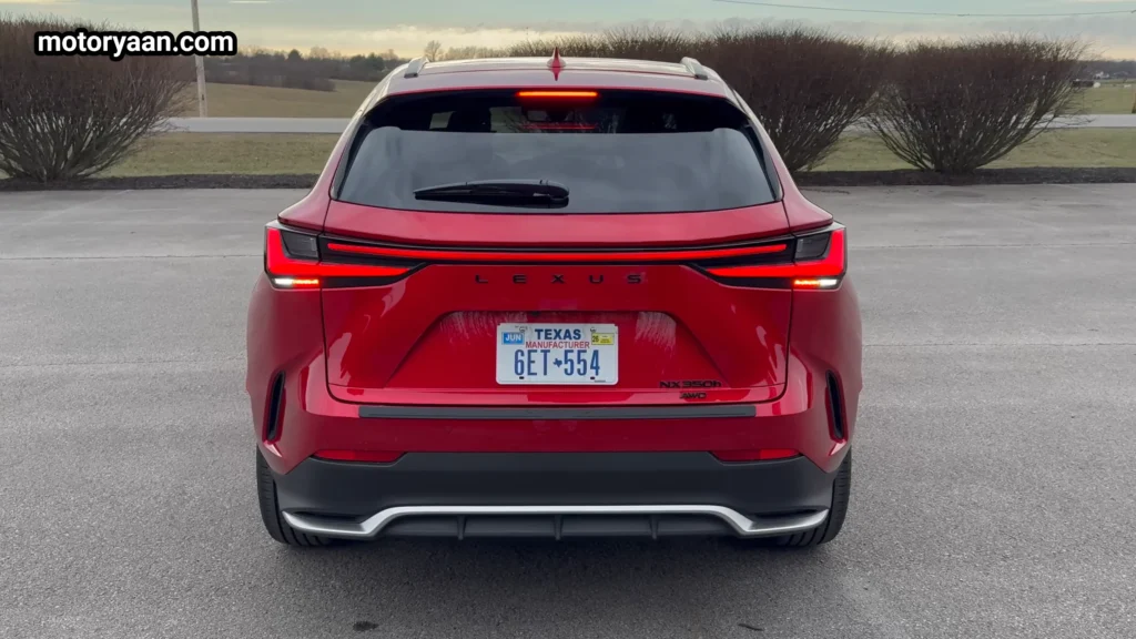 2026 Lexus NX 350h complete rear profile with full width tail lights