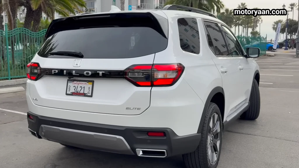 2026 Honda Pilot rear and side profile showing tail lamps and bumper design