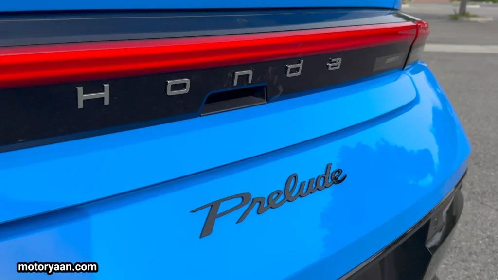 2026 Honda Prelude rear badging close up with Honda and Prelude logo