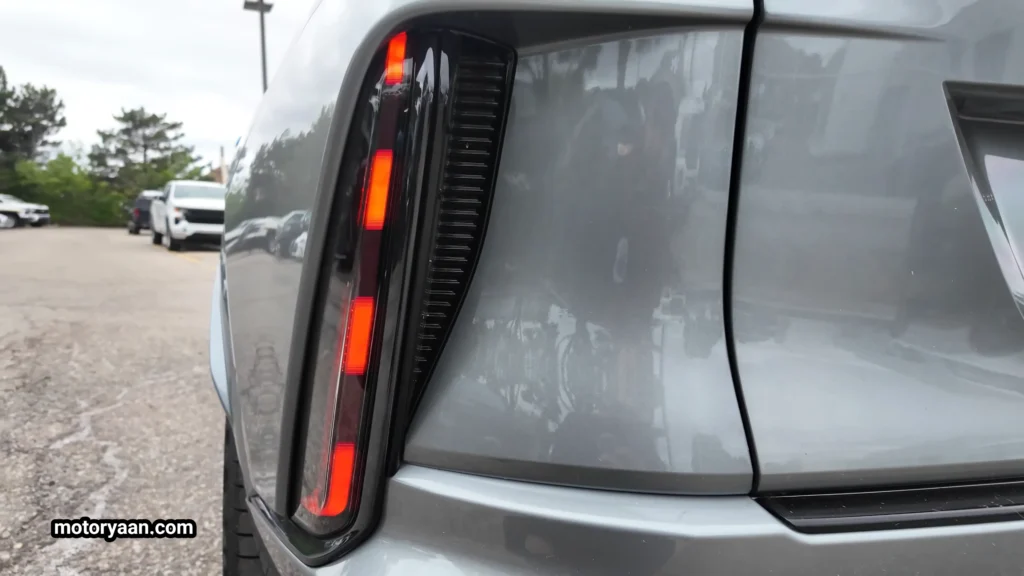 2026 Cadillac Lyriq V rear bumper LED lights close-up