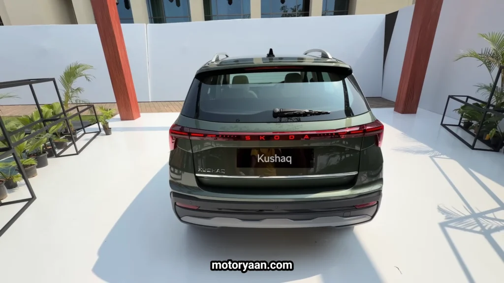 2026 Skoda Kushaq Facelift rear profile with connected tail lamps