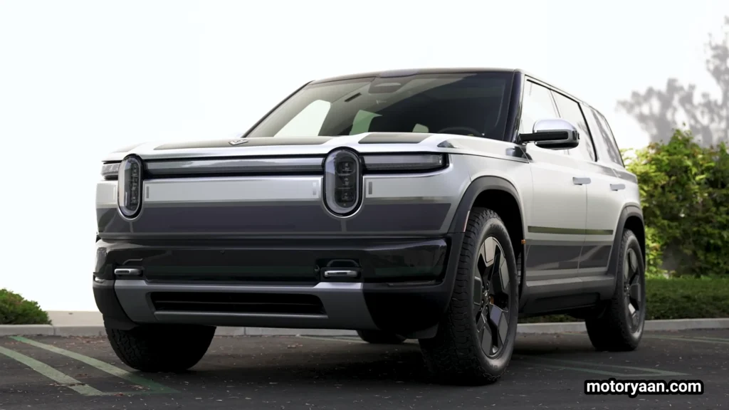 2026 Rivian R2 front and side profile showing boxy SUV design and oval LED headlights