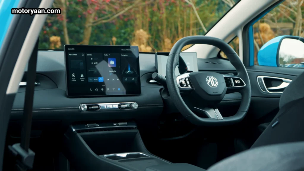 MG4 Urban dashboard with steering wheel and infotainment screen