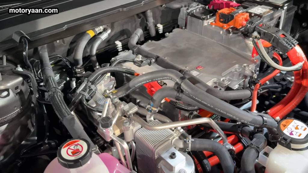 2027 Toyota Highlander EV front electric motor and component layout under hood