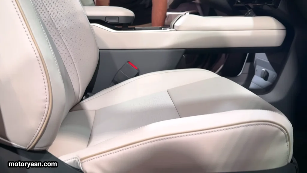 2027 Toyota Highlander EV front seat adjustment controls and lower seat base