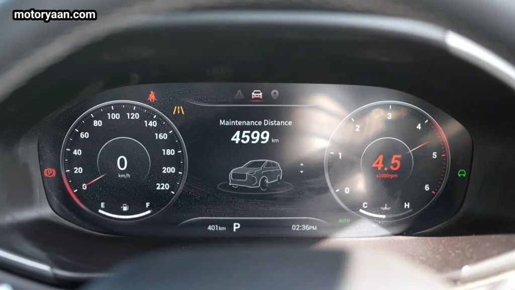 MG Majestor digital instrument cluster display