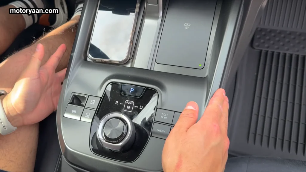 2026 Toyota CHR XSE center console with wireless charging pads and rotary gear selector