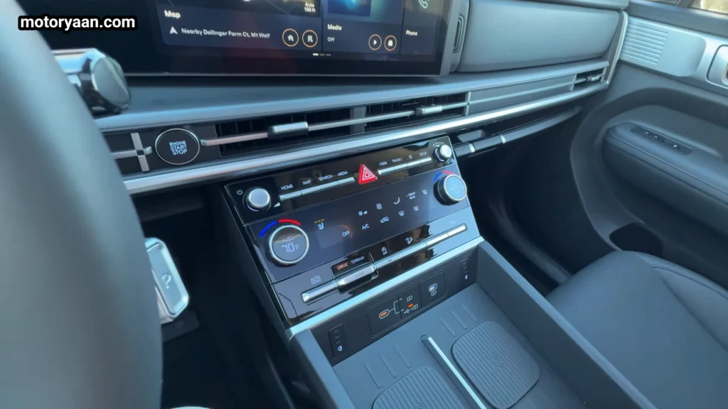 2026 Hyundai Santa Fe XRT climate control panel and USB charging ports
