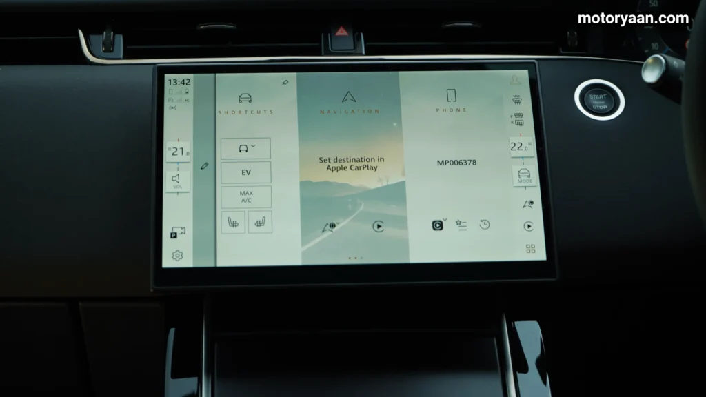 Range Rover Evoque 11.4 inch infotainment screen