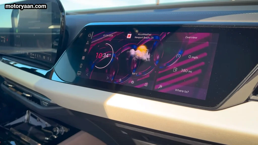 Passenger side infotainment display in the 2026 Audi A6 TFSI dashboard