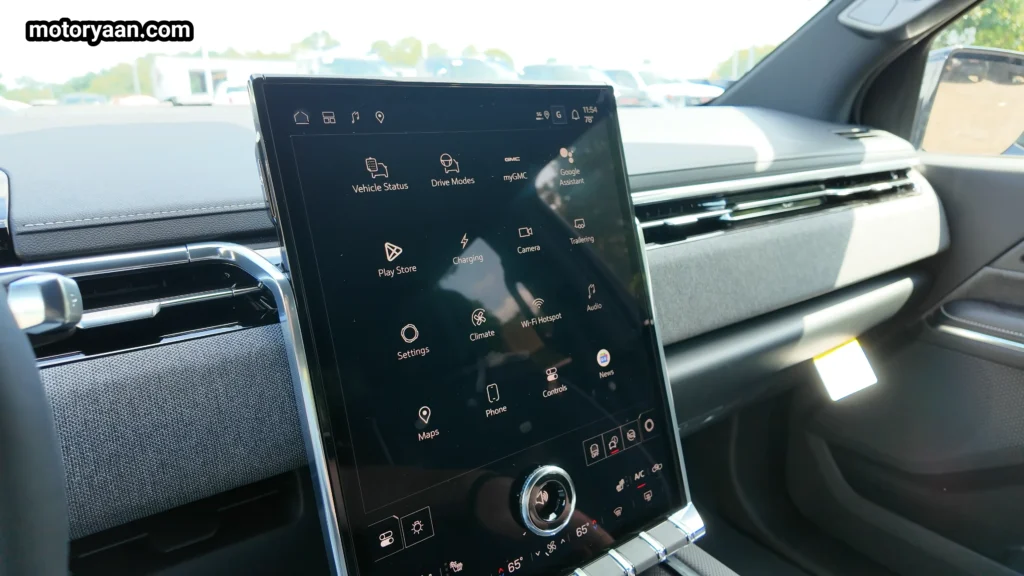 2026 GMC Sierra EV Elevation infotainment system and climate control