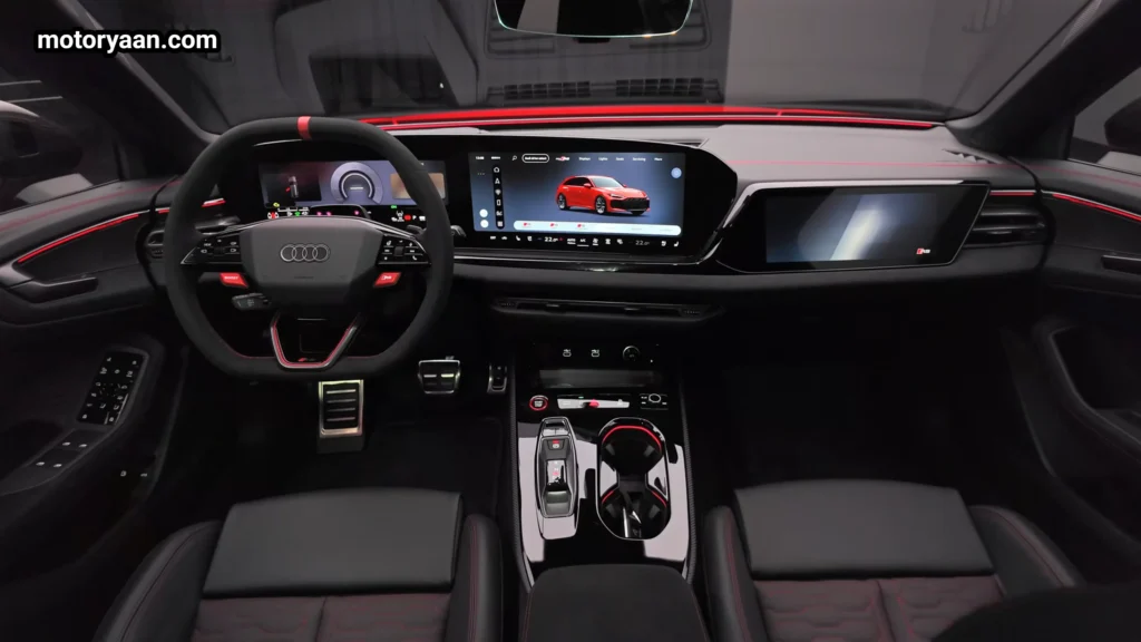 2026 Audi RS5 Avant front seats and cockpit layout with RS badging