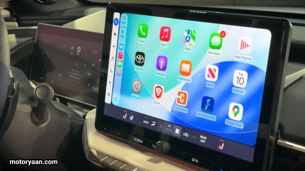 2027 Toyota Highlander EV infotainment with Apple CarPlay interface