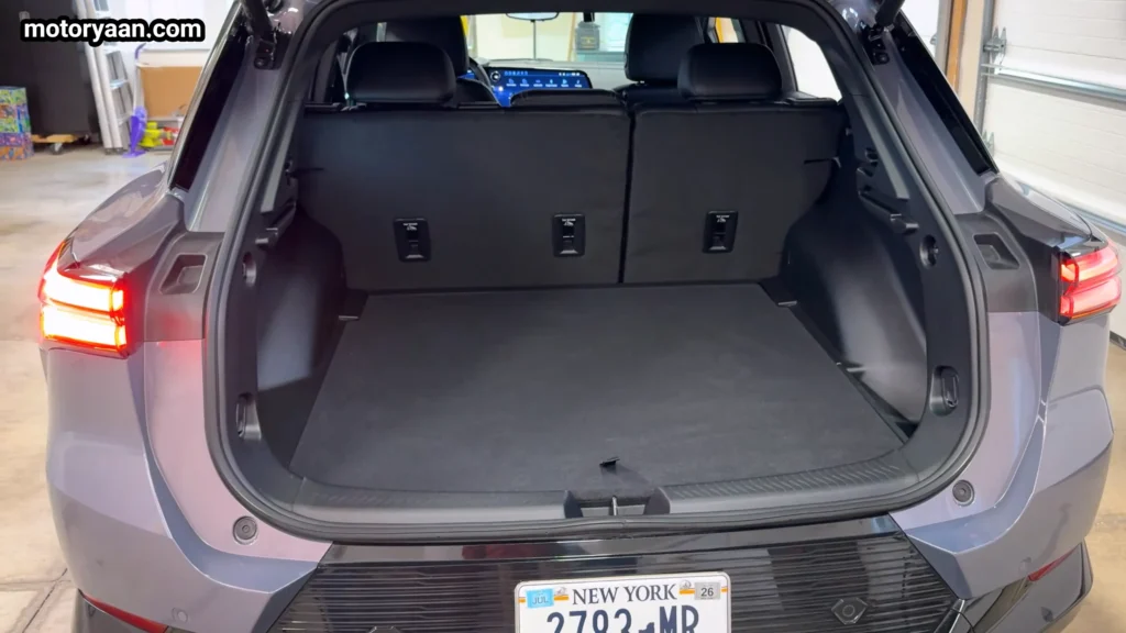Boot space of the 2026 Chevrolet Equinox EV LT with seats folded