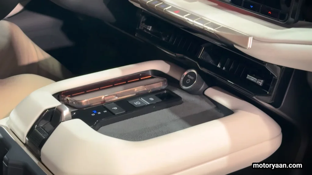 2027 Toyota Highlander EV center console with drive selector and power controls