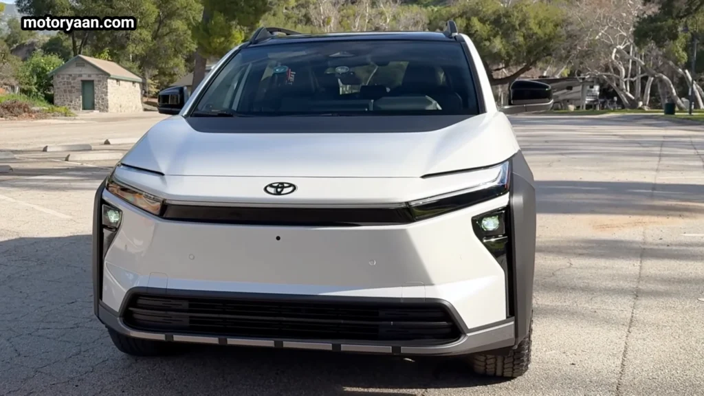 2026 Toyota bZ Woodland full front profile with LED headlamps and wide grille section