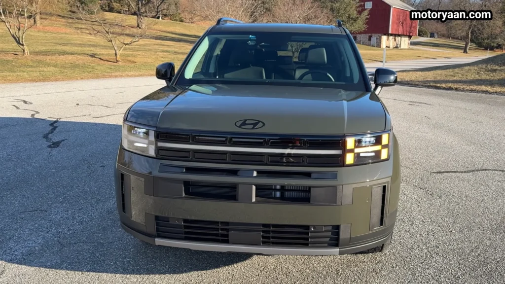 2026 Hyundai Santa Fe XRT full front profile with LED headlights and black grille