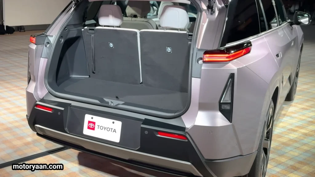 2027 Toyota Highlander EV cargo area with third row folded