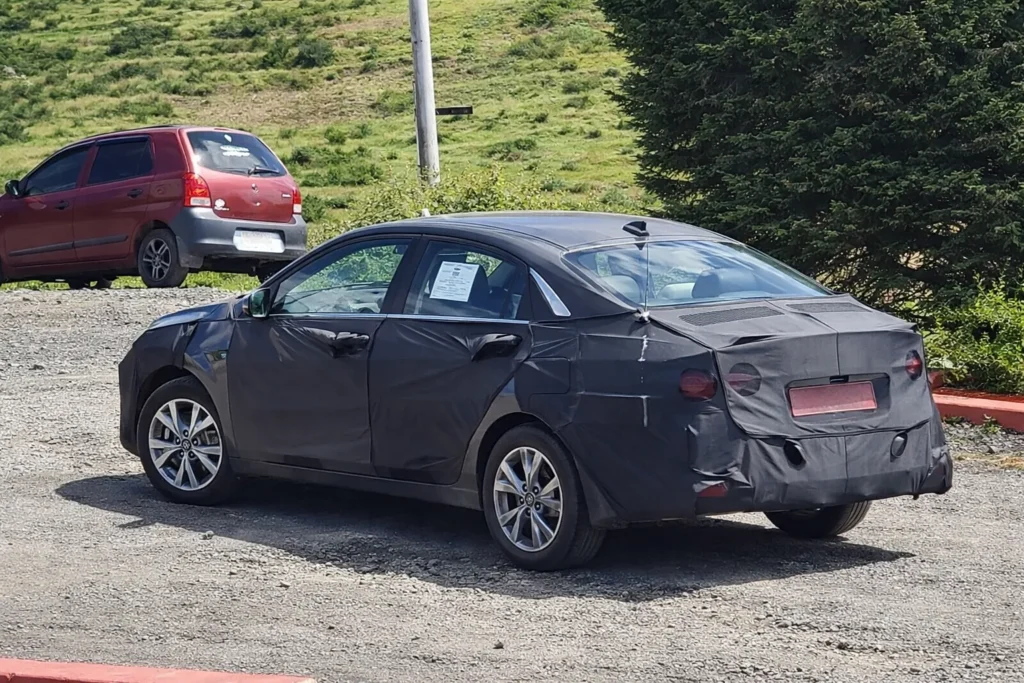 2026 Hyundai Verna facelift side and rear view during testing