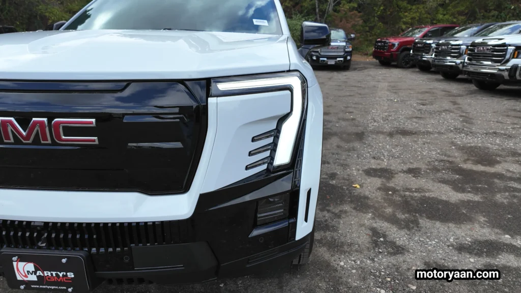 2026 GMC Sierra EV Elevation LED headlights and daytime running lights