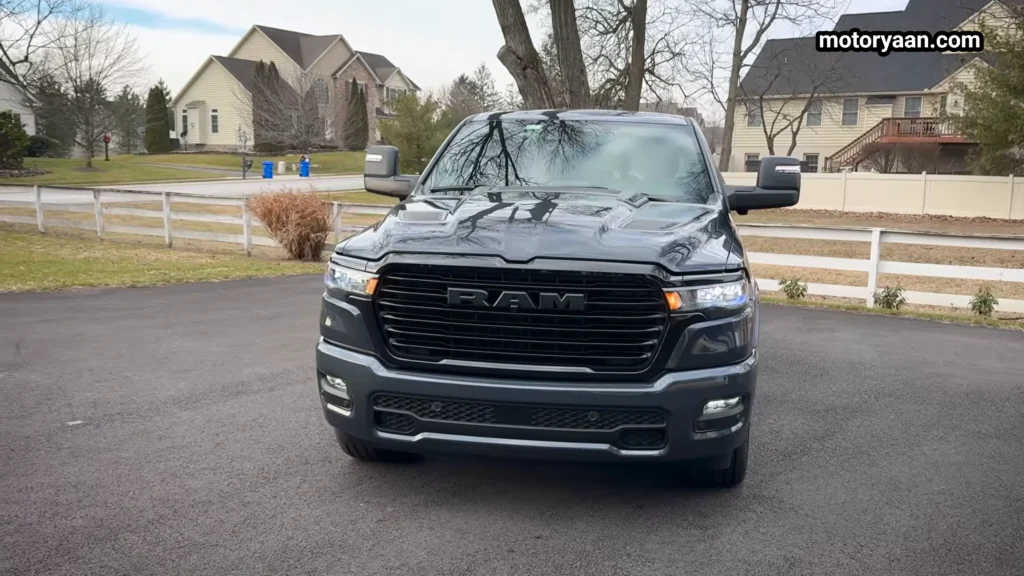 2026 Ram 1500 Laramie full front profile with bold Ram grille and LED headlights