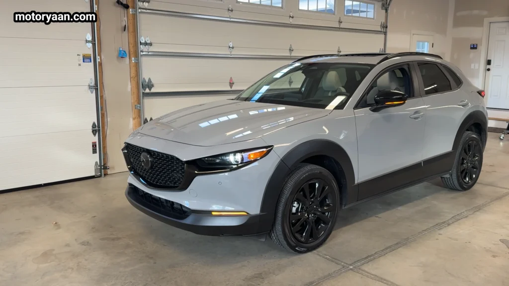 Front three quarter view of the 2026 Mazda CX30 Air Edition showing crossover stance